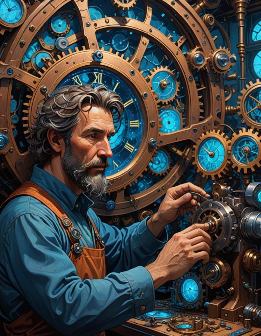 Celestial Clockmaker Assembling Stardust Timepieces