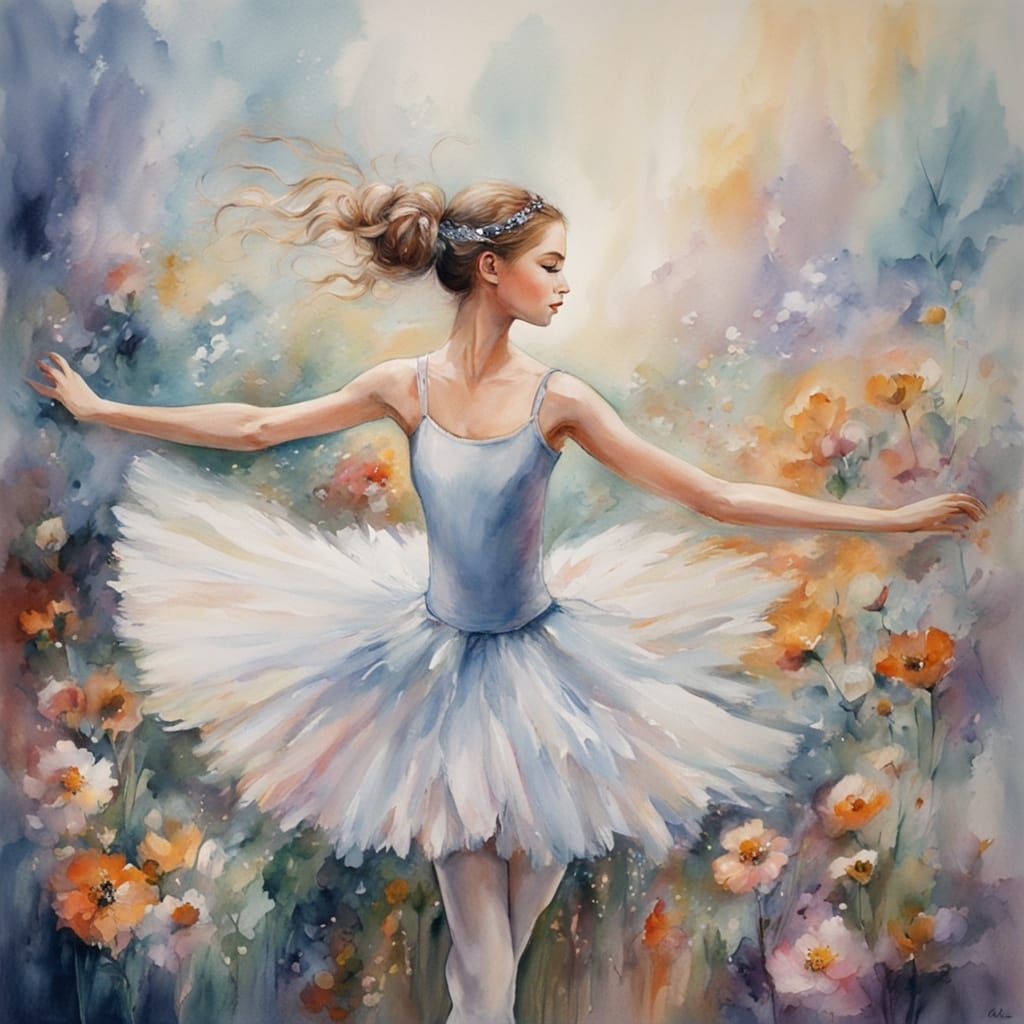 Dreamy Ballerina in Whimsical Watercolor