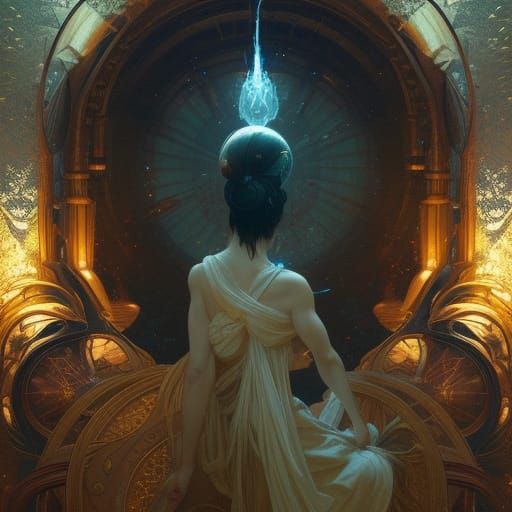 Detailed Dark Fantasy Goddess by Rutkowski and Mucha