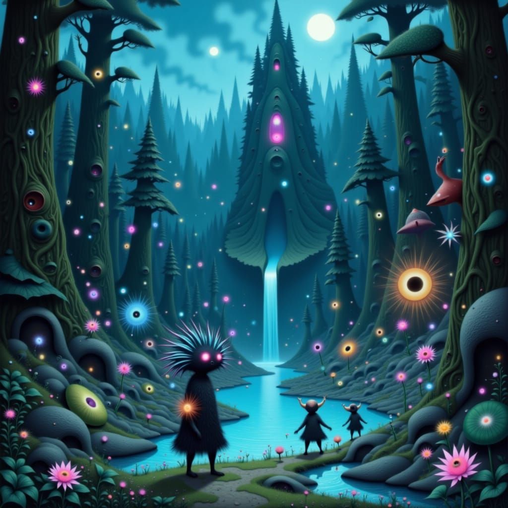 Whimsical Forest Teeming with Wild Creatures