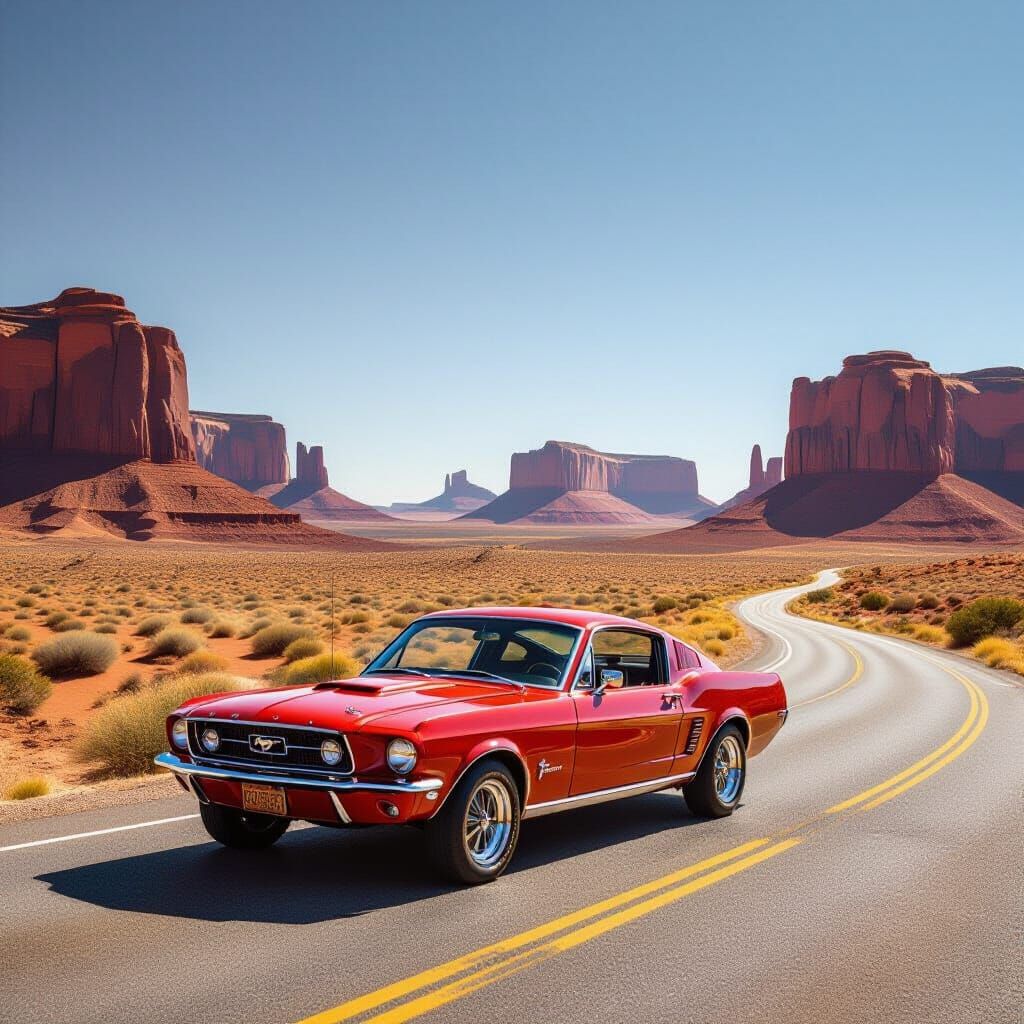 1966 Ford Mustang Boss Drives Through Monument Valley