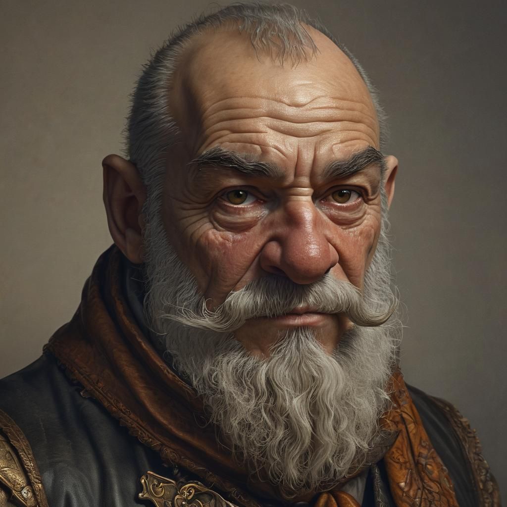 Dwarf Thief Portrait in Engraving Style