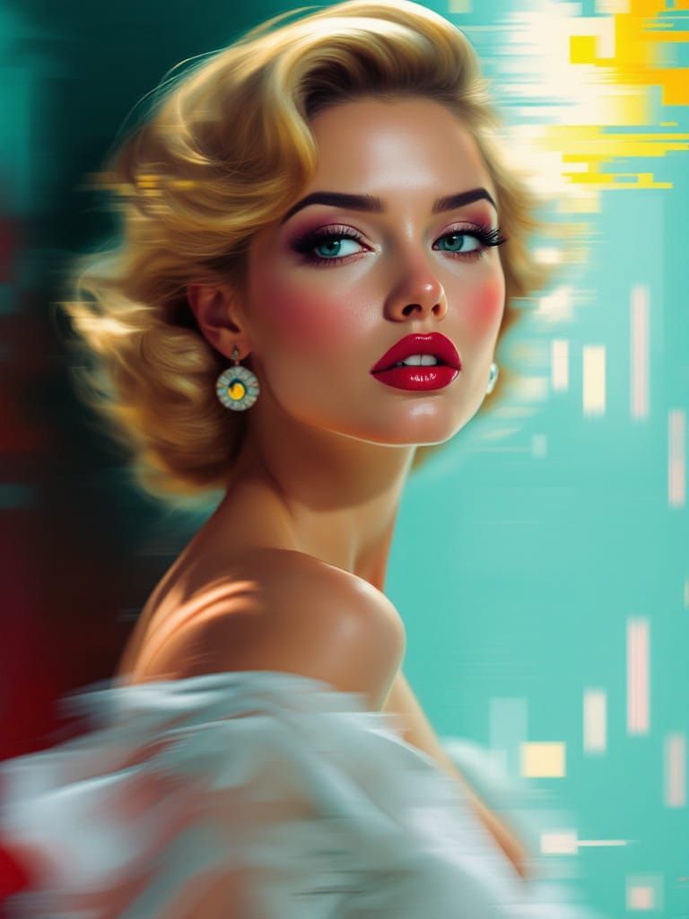 1950s Pin-Up Portrait in Sci-Fi Impressionist Style