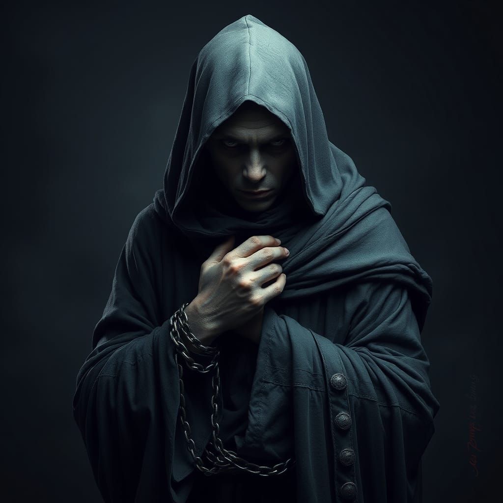 Monk in Chains: Dark Art Inspired by Giger