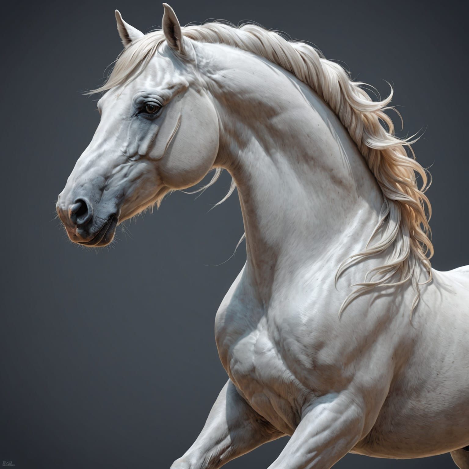 White Horse Portrait in Dynamic Lighting