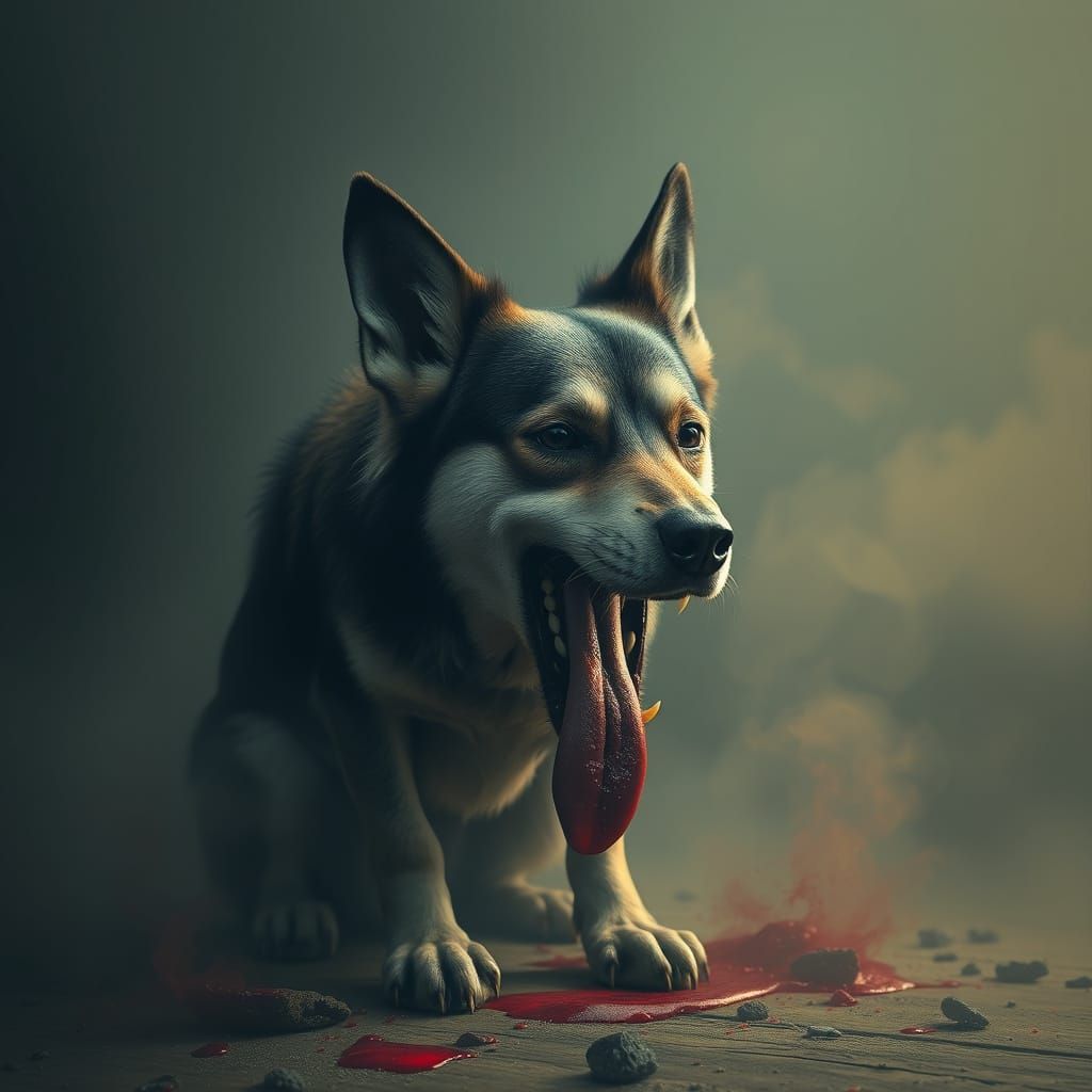Disturbing Image of a Dog in Blood and Death