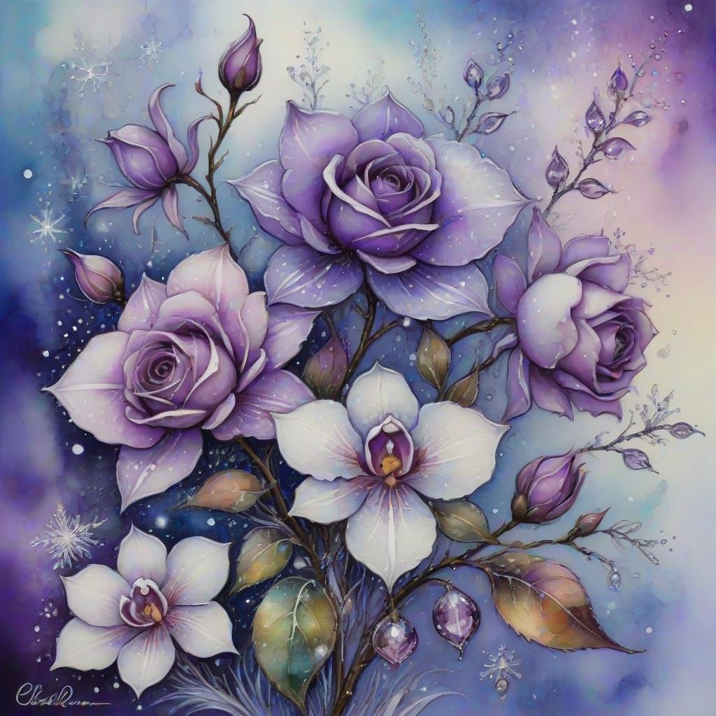 Whimsical Winter Blooms in Enchanted Snow