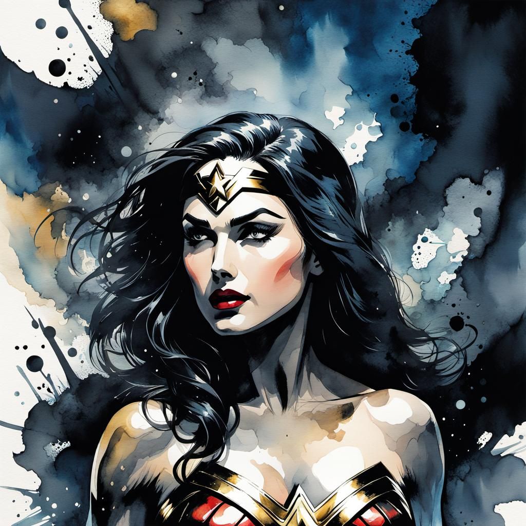 Wonderwoman in Comic Noir Expressionism