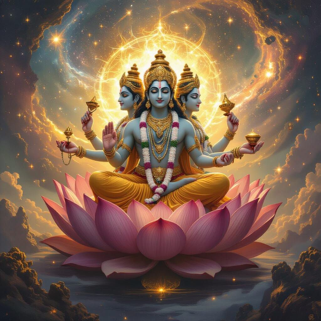 Lord Brahma in Divine Cosmos as Matte Painting