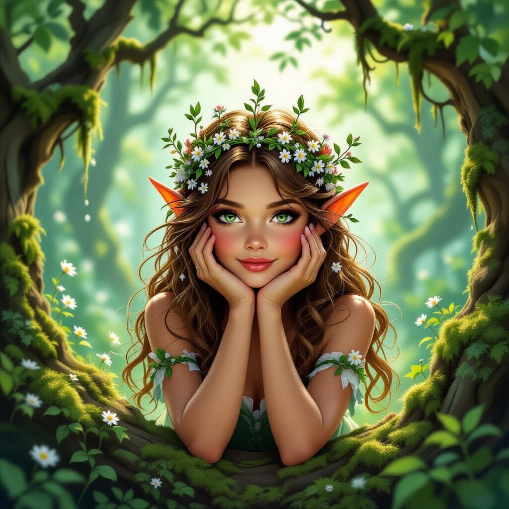 Forest Sprite Crafts Enchanted Tiara in Whimsical Fantasy Ar...