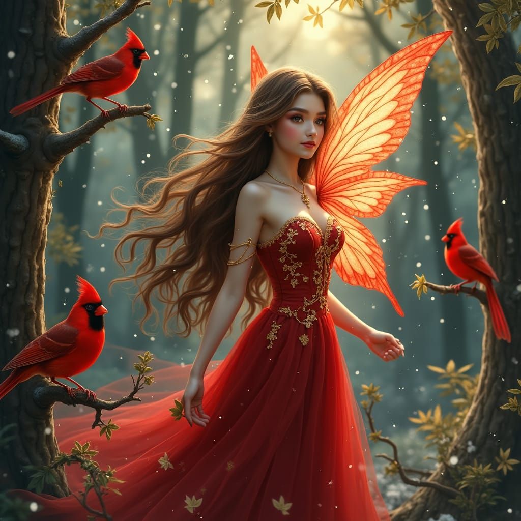 Enchanting Fairy in Twilight Forest, Digital Art