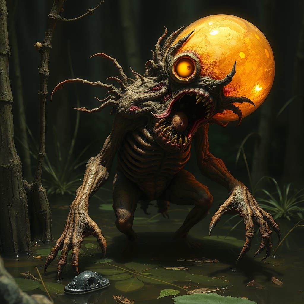 Sinister Swamp Creature: A Grotesque Horror