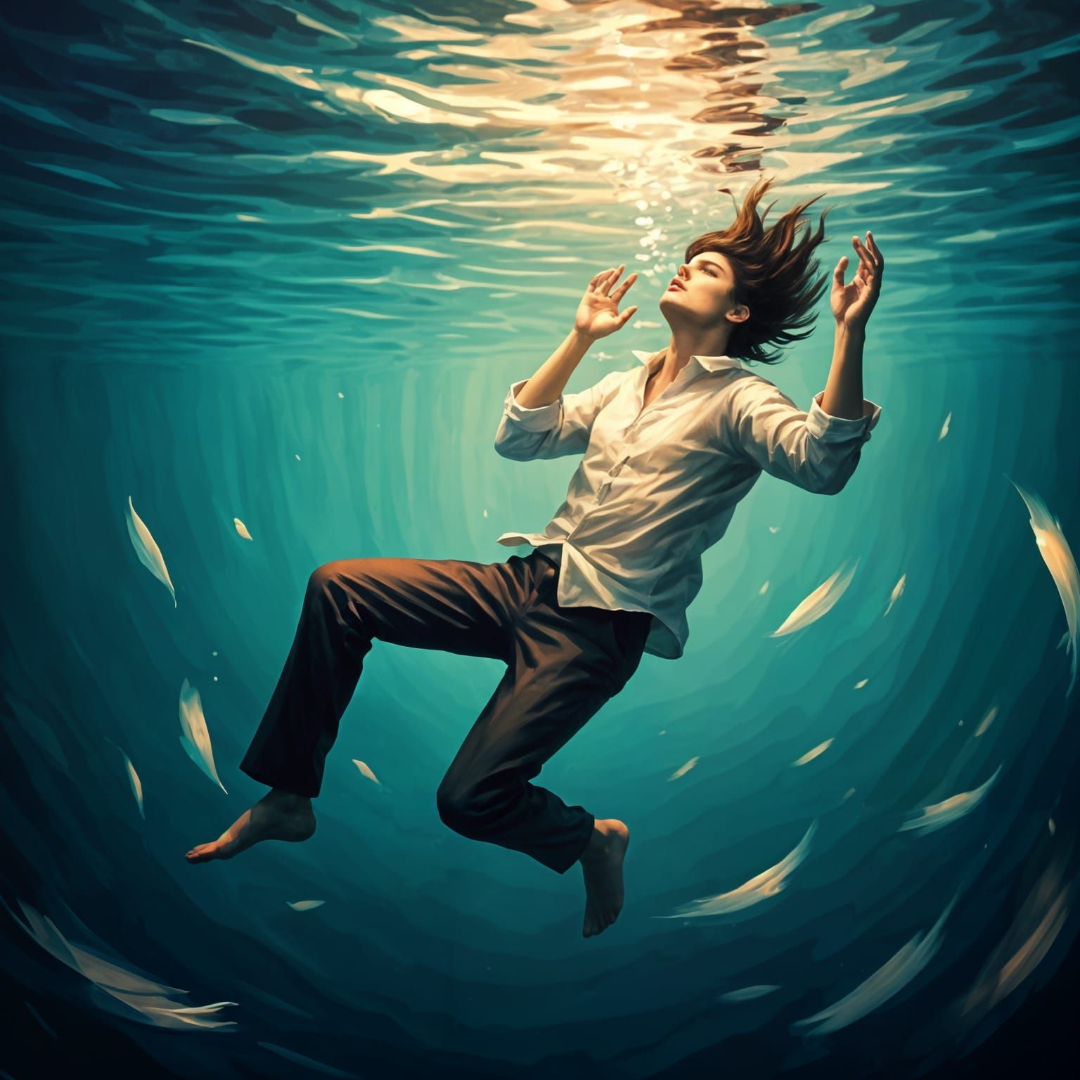 Turbulent Waters Drowning Scene in a Dark Artistic Style