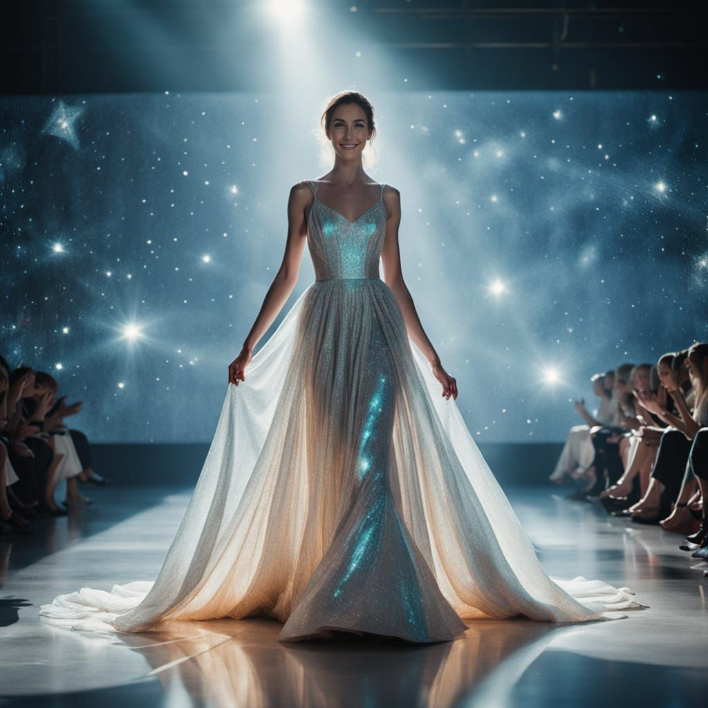 Ultra-realistic fashion photography of a futuristic bride