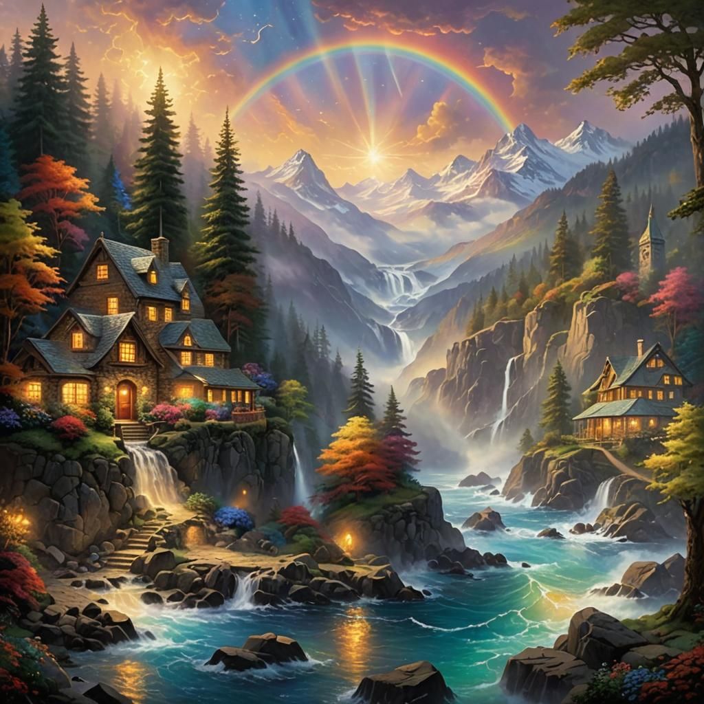 Ethereal Sea with Rainbow Light, Hyperdetailed Fantasy
