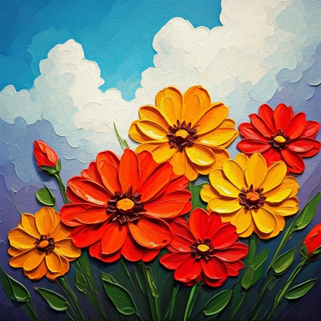 Impasto Flowers with Chunky Paint Strokes