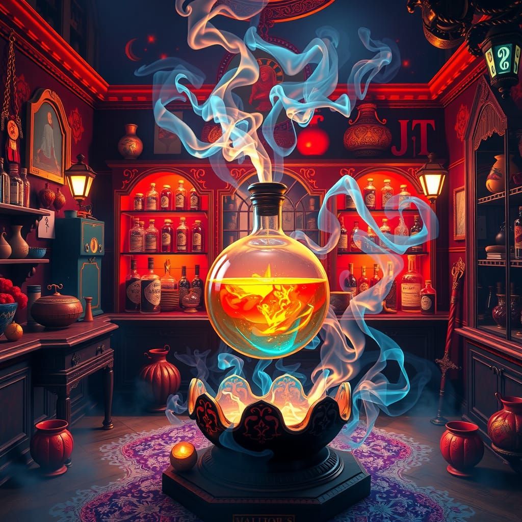 Mystical Apothecary with Candy Potion: Anime Concept Art