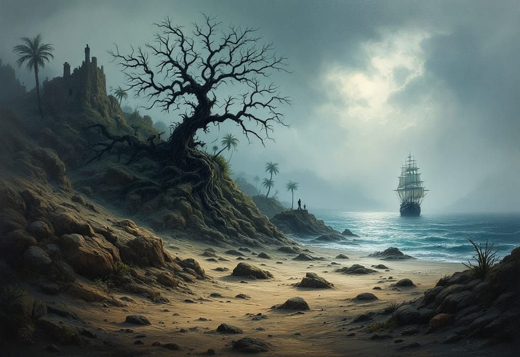 Surreal Treasure Island Inspired by Salvador Dali