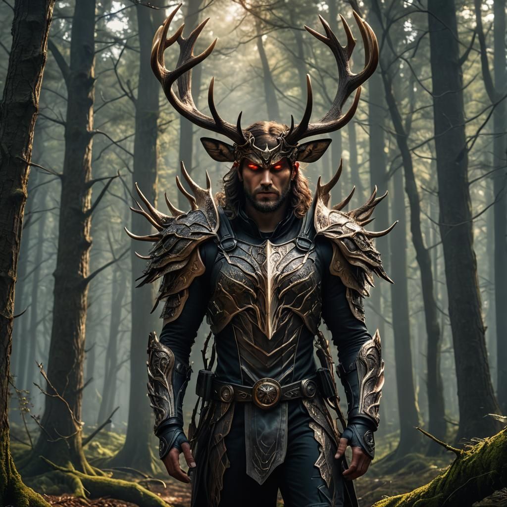 Antlered Forest Dweller with Bionic Eyes