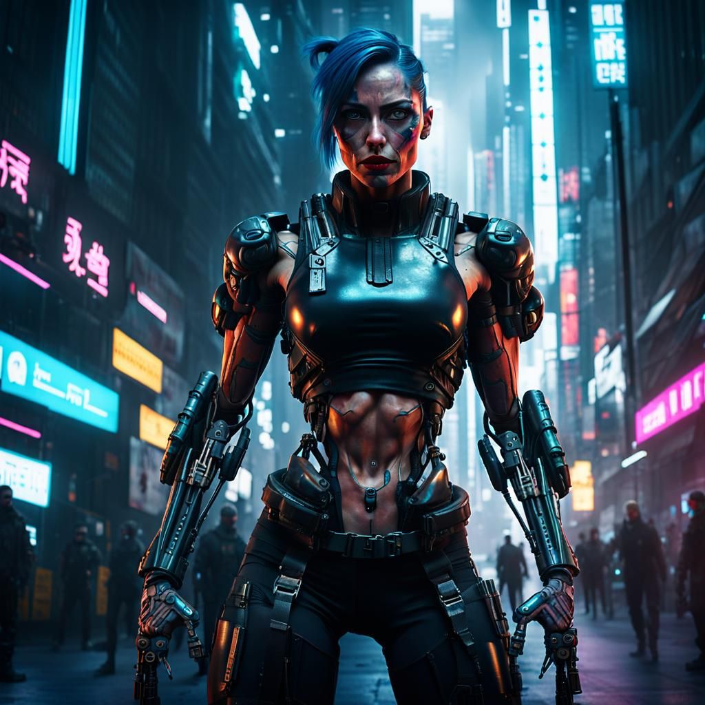 Cyberpunk girl heroine