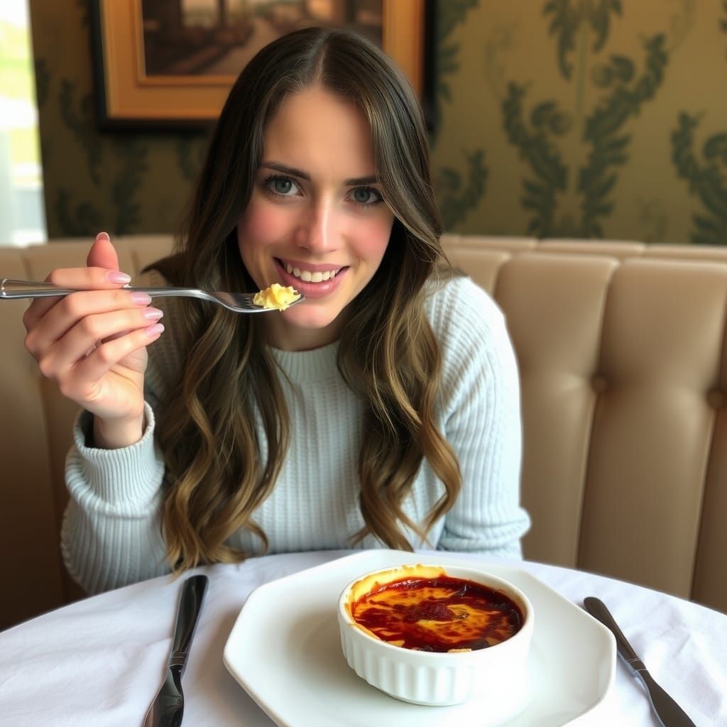 Person Enjoying Crème brûlée