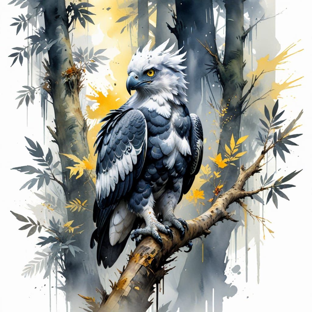 Majestic Harpy Eagle in Rainforest Canopy