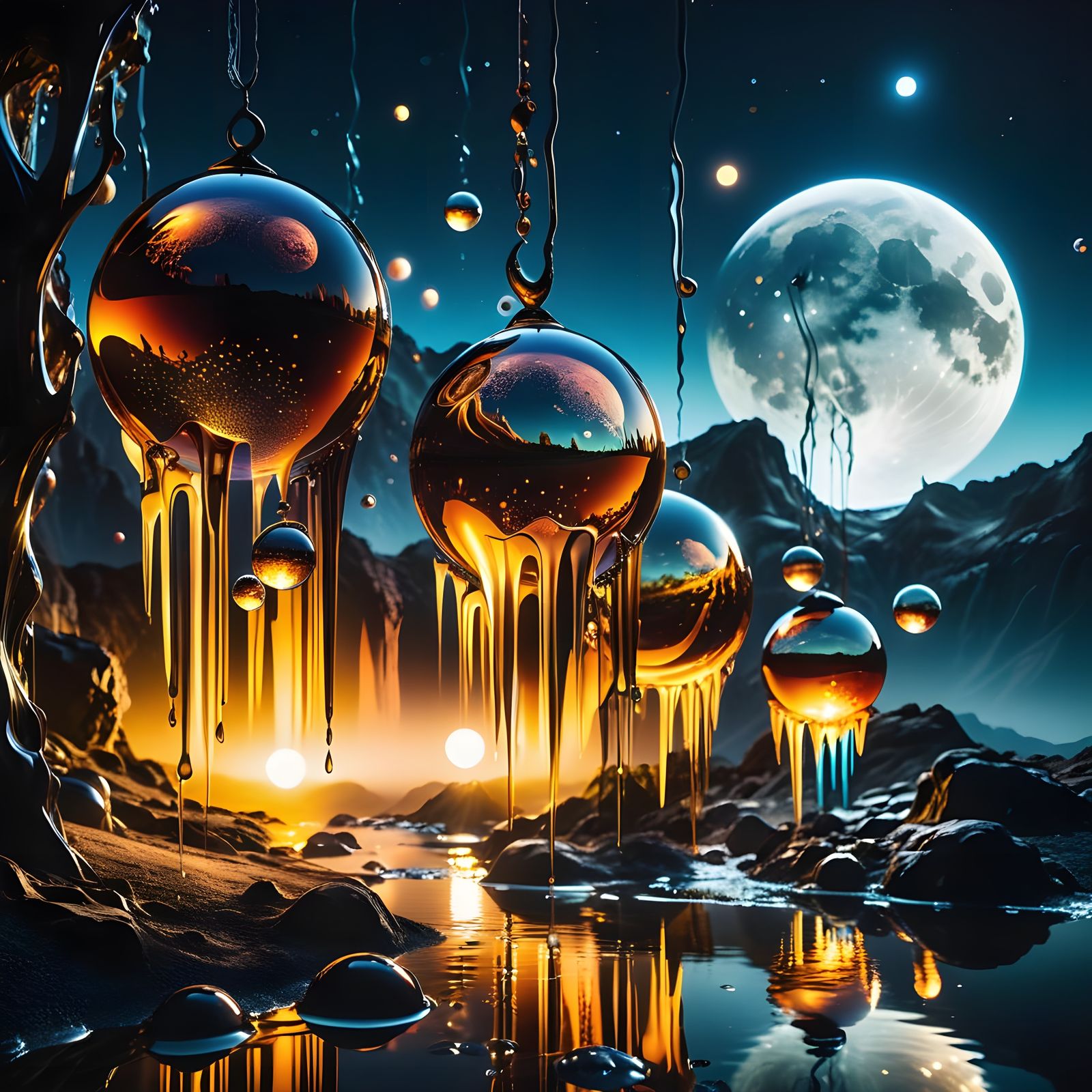 Surreal Melting Mosaic Lava Lamp Orbs