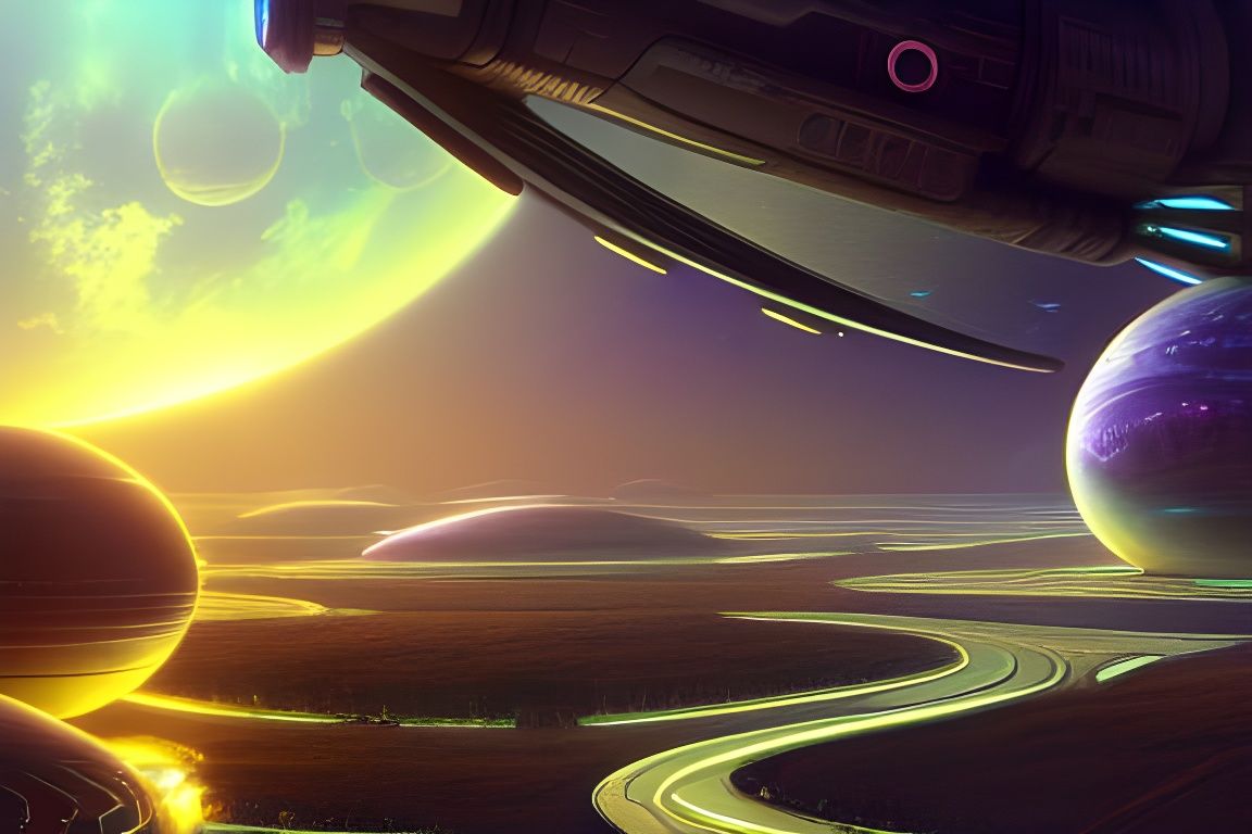 Detailed Sci-Fi Spaceship Landscape in Digital Illustration