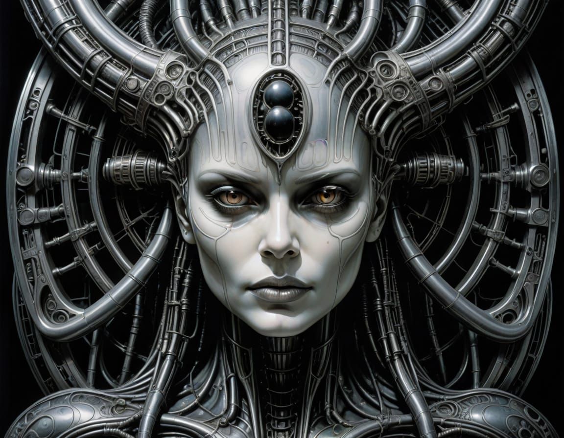 AI Psychic Vision in Biomechanical Style