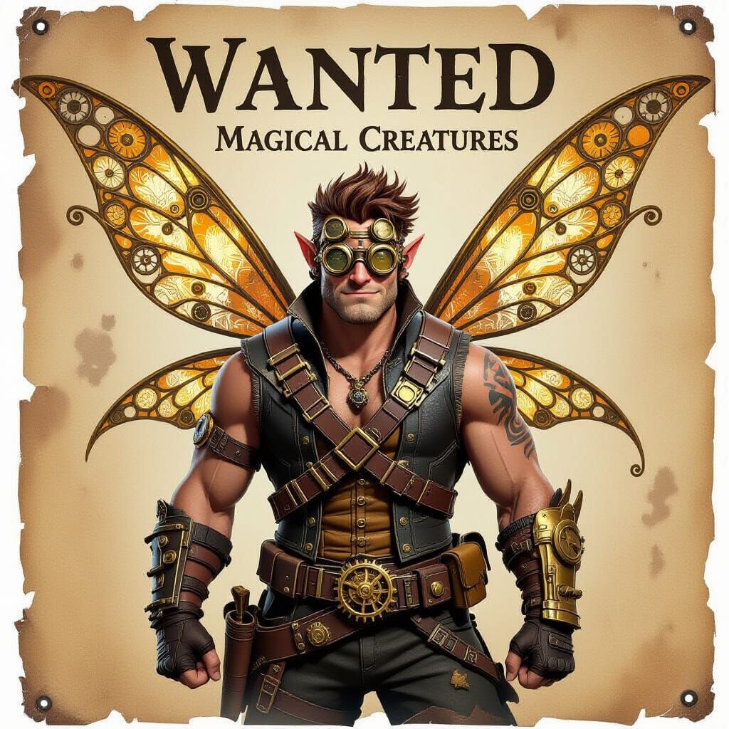 Steampunk Fairy Wanted Poster in Shrek Style