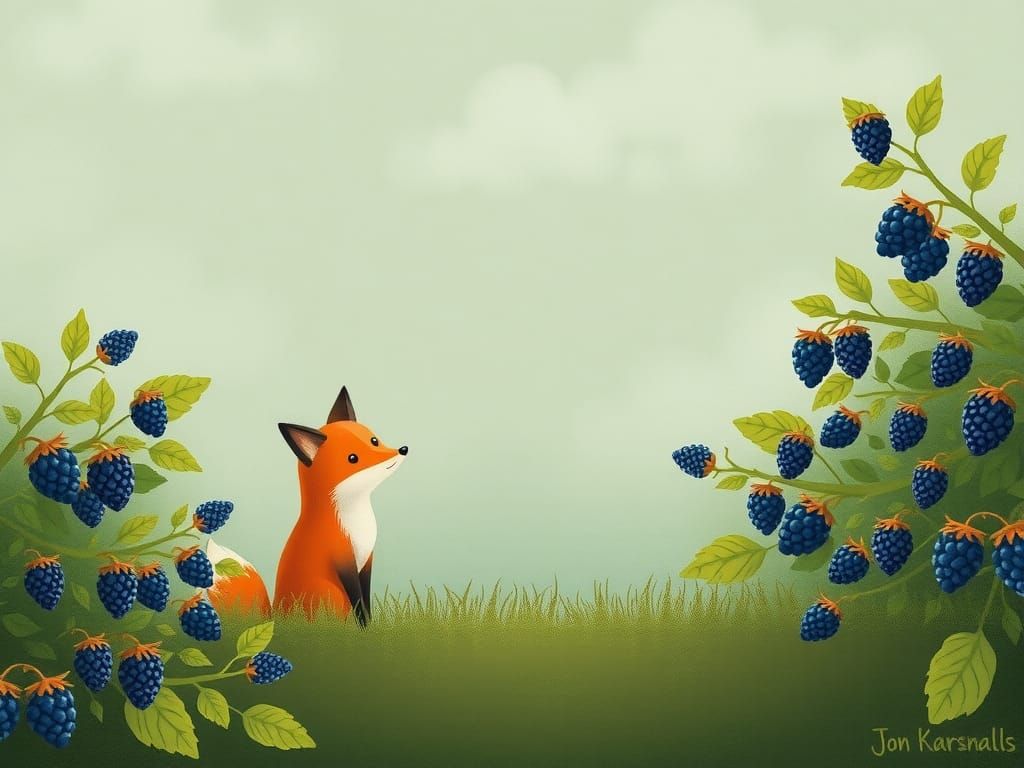 Charming Fox at Blackberry Hedge Illustration