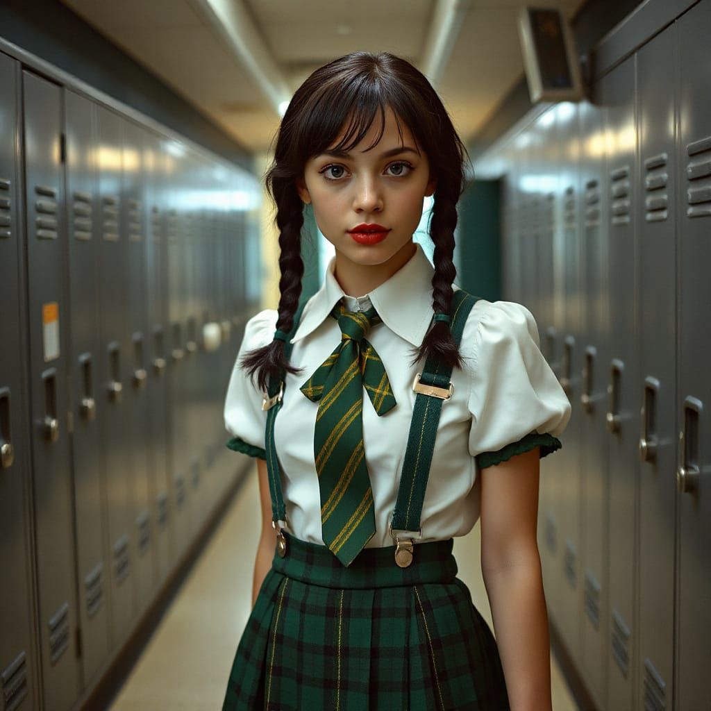 Steampunk Schoolgirl with Braided Pigtails in Film Still