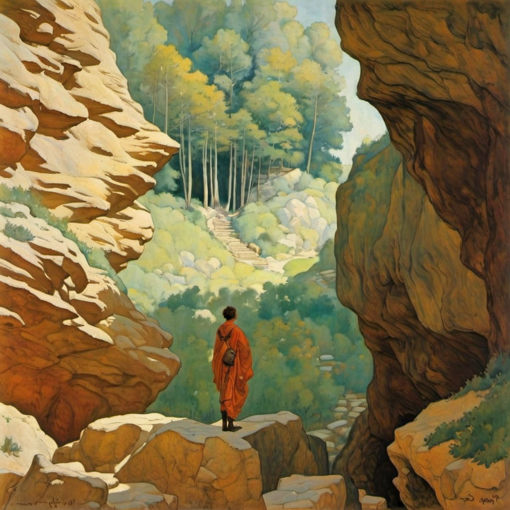 Cave House Entrance in Moebius, Schiele, Wyeth & Gurney Styl...