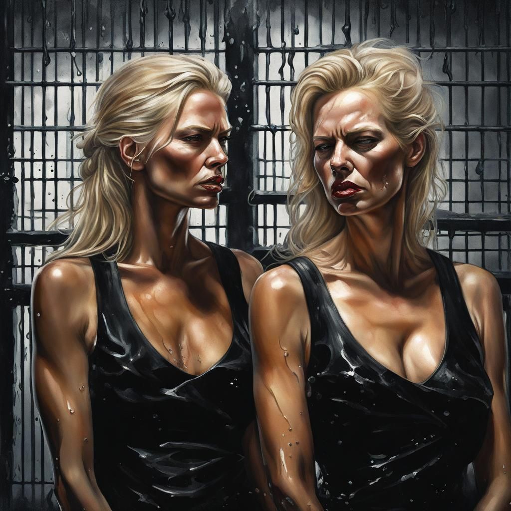 Mature Women in Black Dresses: Hyperrealistic Prison Art