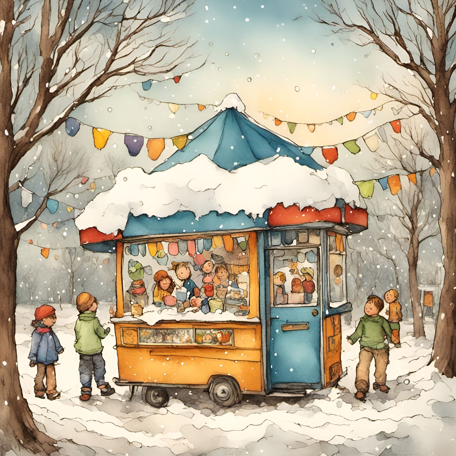 Storybook Snow Cone Illustration