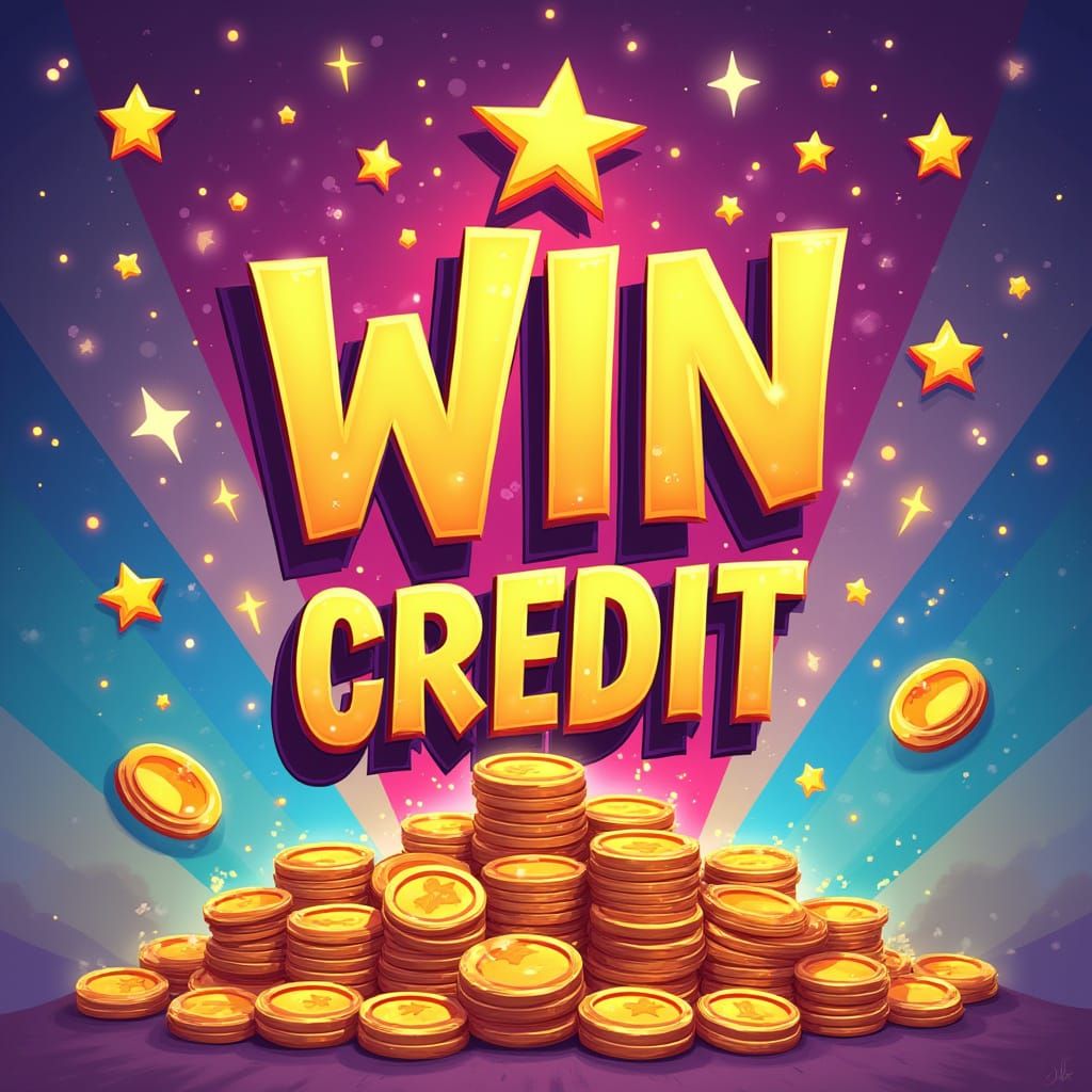 Vibrant Cartoon Artwork of Winning and Credits