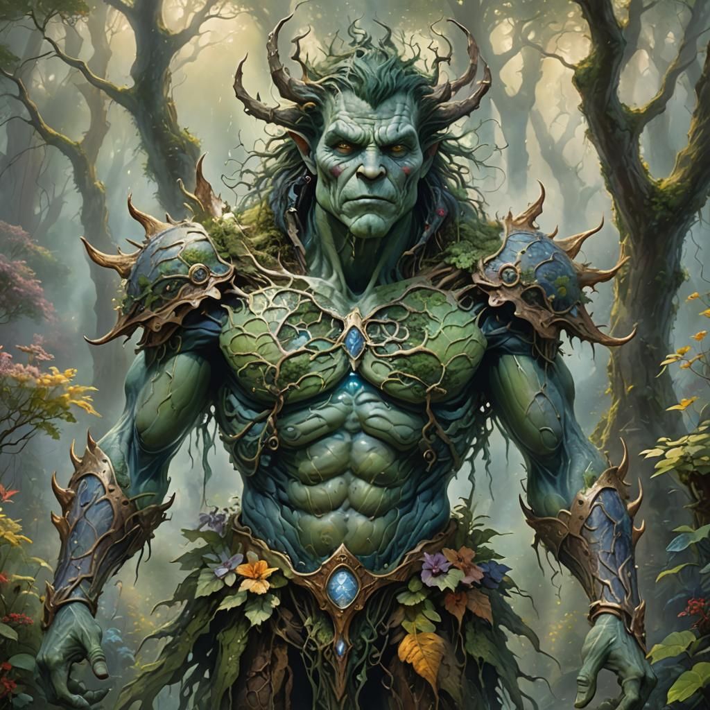 Malformed Humanoid in Ethereal Fantasy Landscape