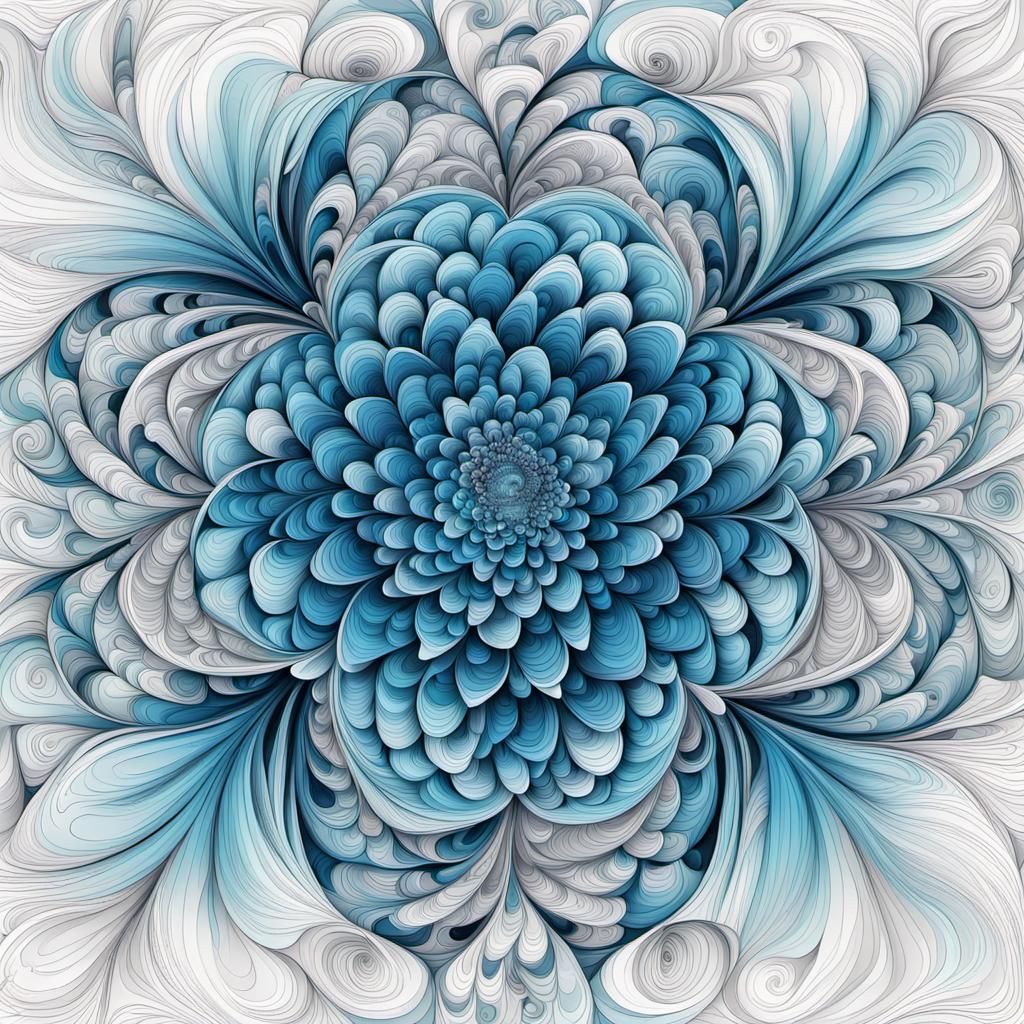 Abstract Rose Fractal in Zentangle Style