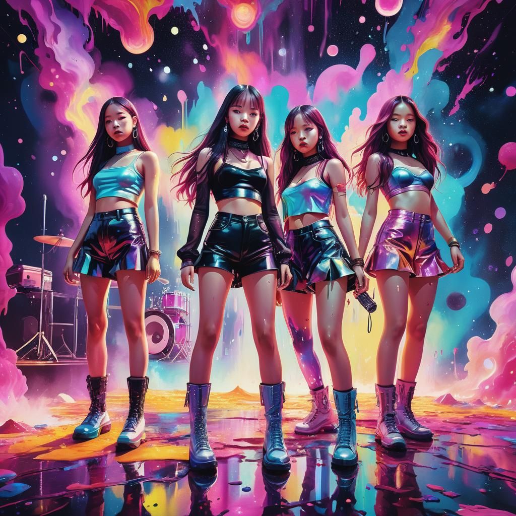 Blackpink Stage Performance in Surreal Cosmic Art