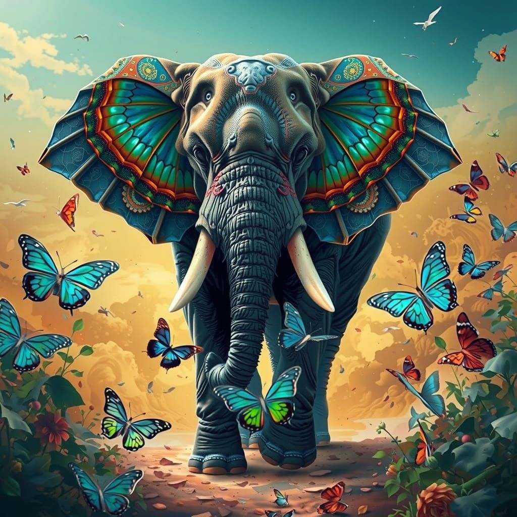 Butterfly Wing Elephant Legs in Digital Matte Painting