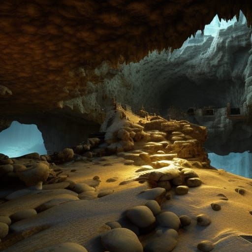 Epic Cave Formation in Dramatic 3D Rendering