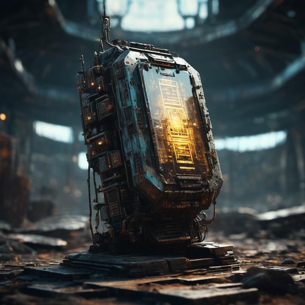 Decaying Digital Oracle in Cyberpunk Style