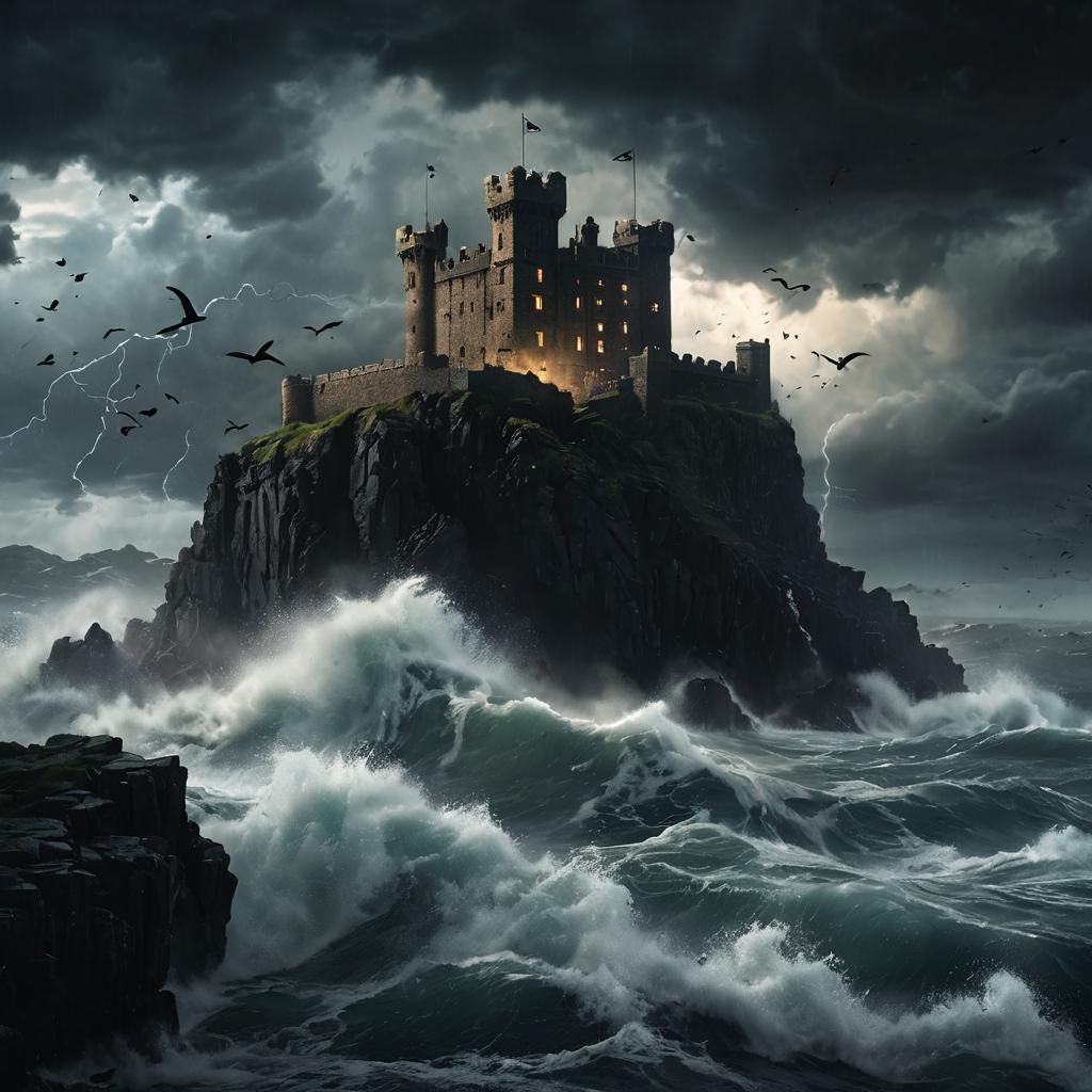 Stormy Scottish Castle Digital Matte Painting