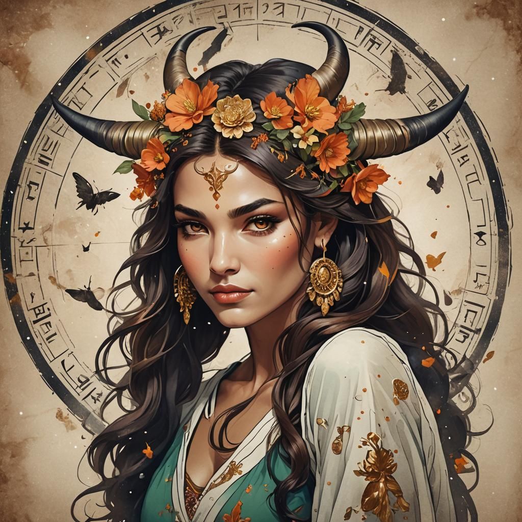 Beautiful Woman as Taurus Zodiac Sign