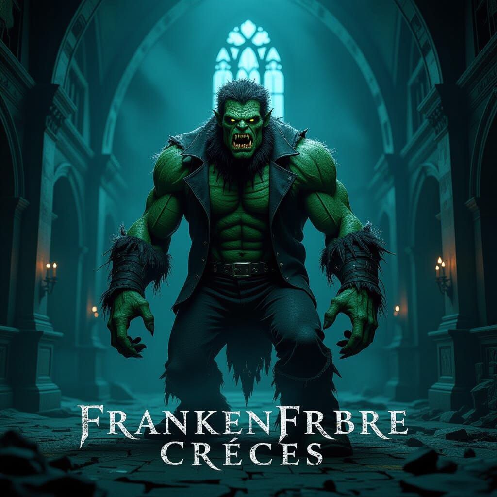 Frankenstein Werewolf Creature in Gothic Castle Hall
