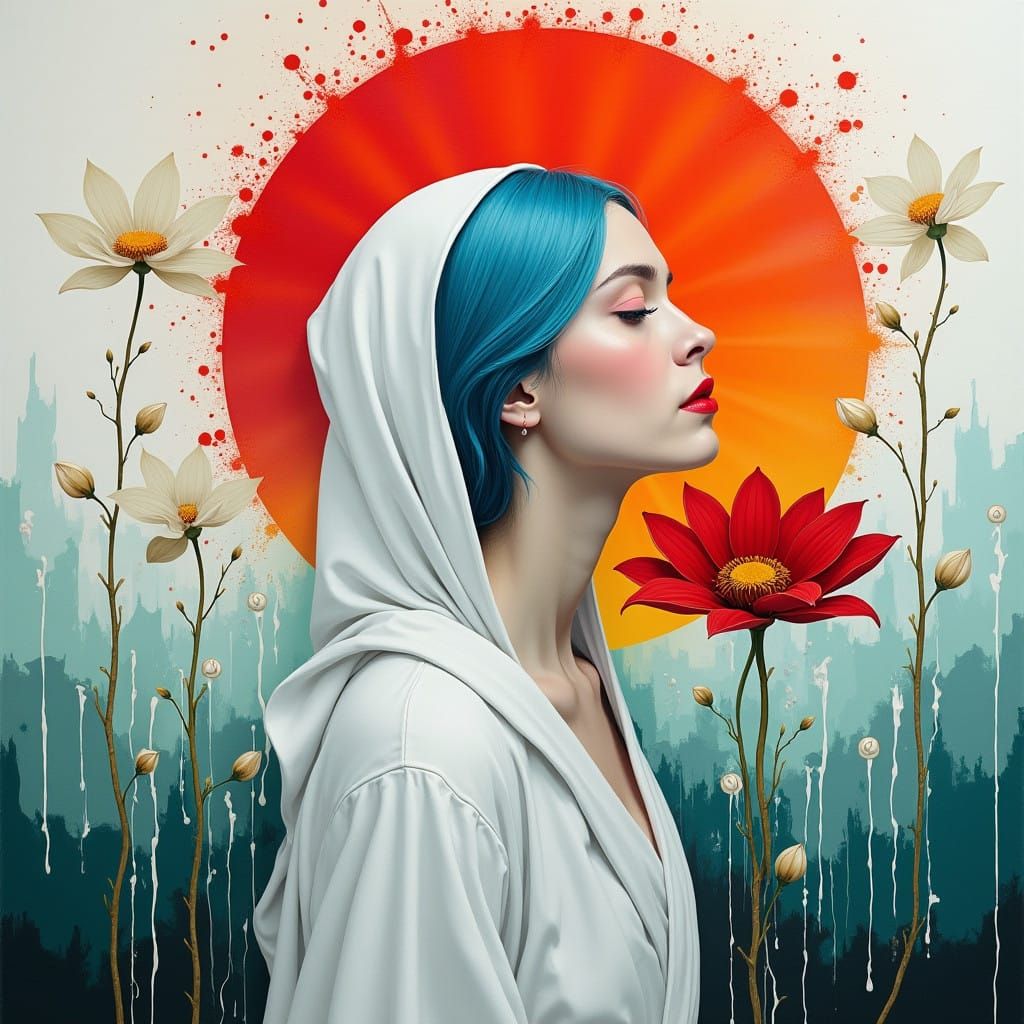 Serene Saint in Geometric Lavender Splendor