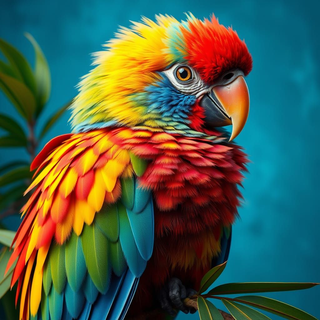 Vibrant Tropical Bird Portrait in Photorealistic Style
