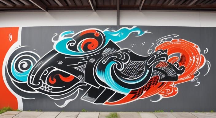 Graffiti Mural: 2000s Mobile Meets Japanese Street Art