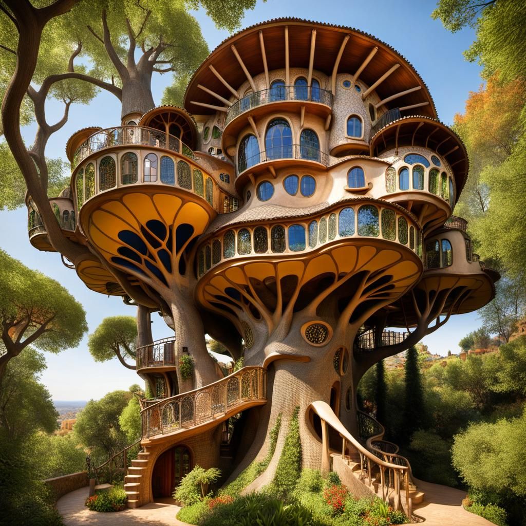 Fantasy Treehouse Inspired by Gaudi and Hundertwasser