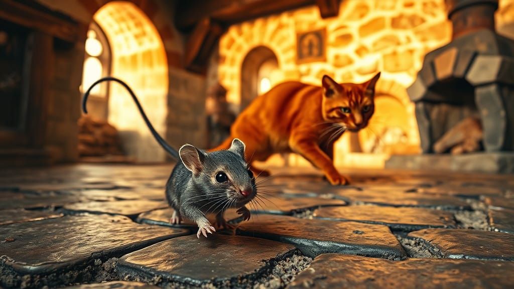 Medieval Castle Kitchen Hunt Scene in Photorealistic Style